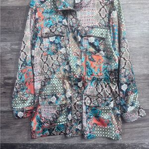 Ruby Rd. Colorful Teal Gold Jacket